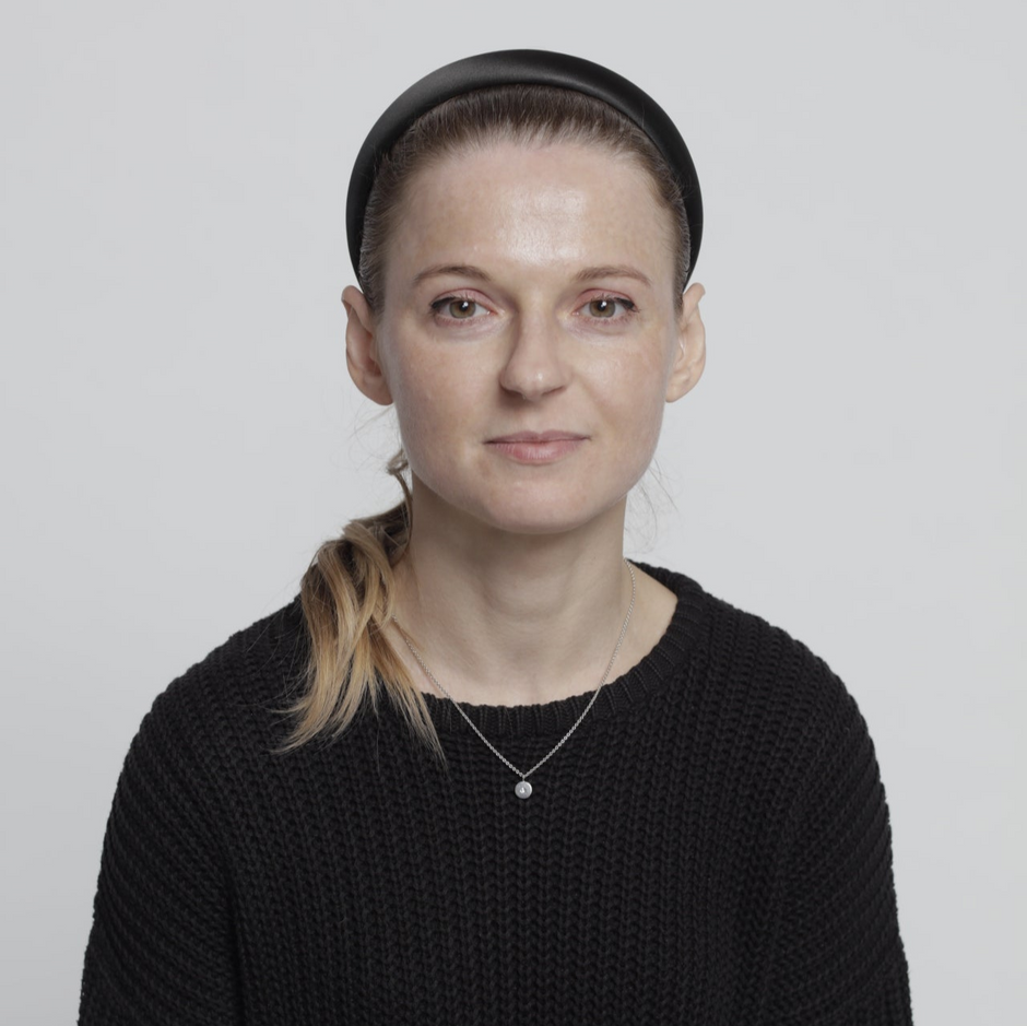 Portrait of Evgenia S, founder and designer of En Talons shoe brand