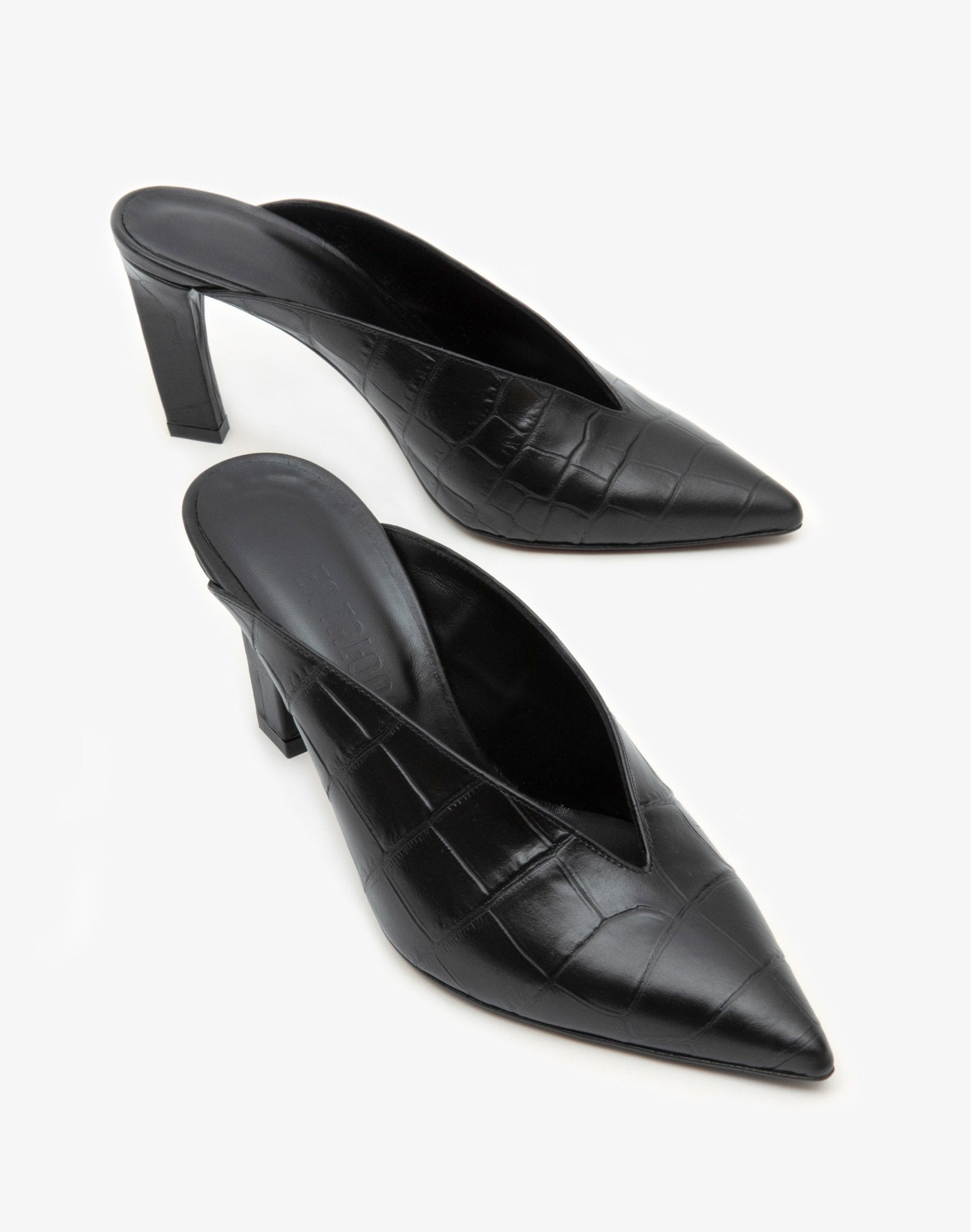 Blixa Black Alligatore Mule - En Talons