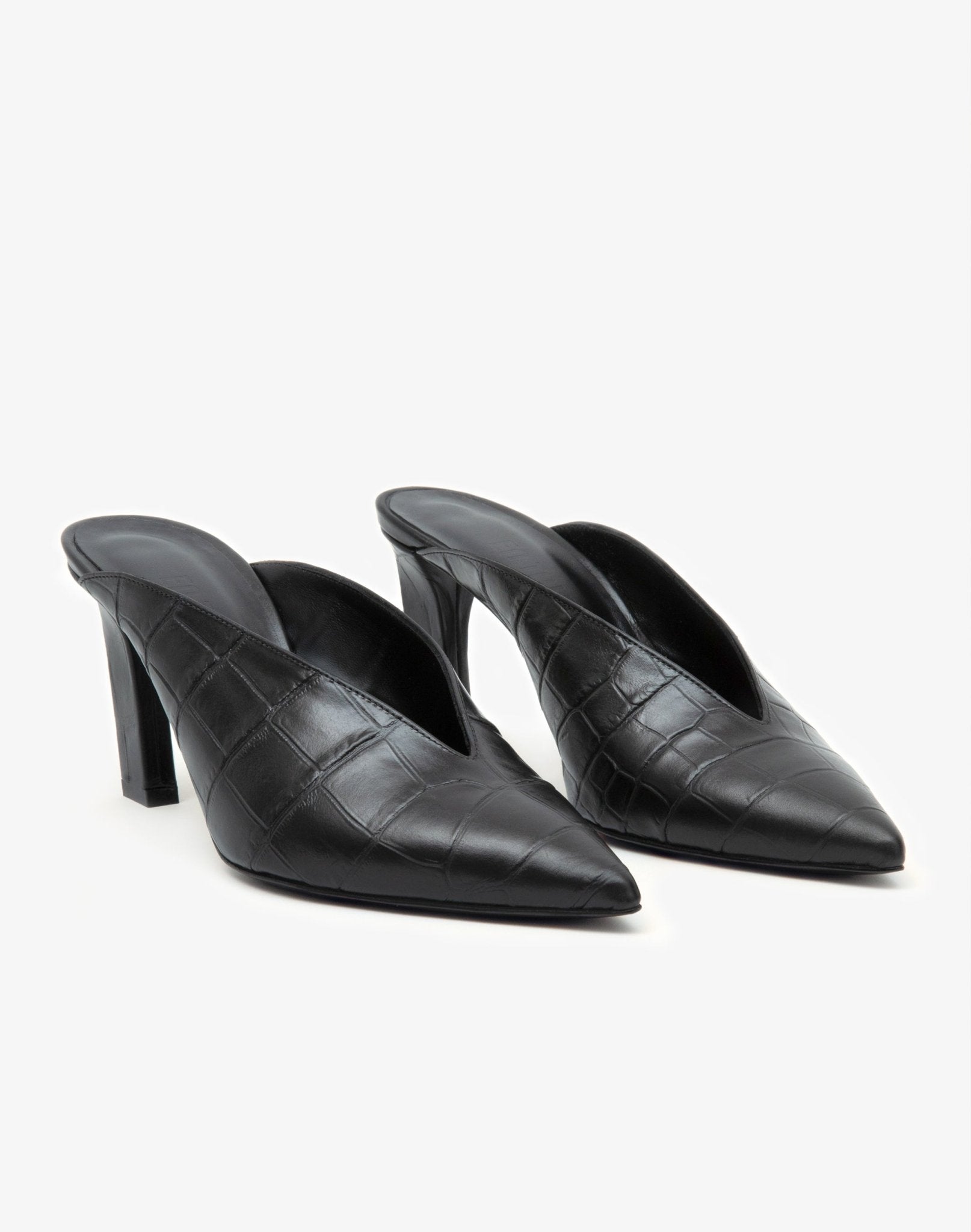 Blixa Black Alligatore Mule - En Talons