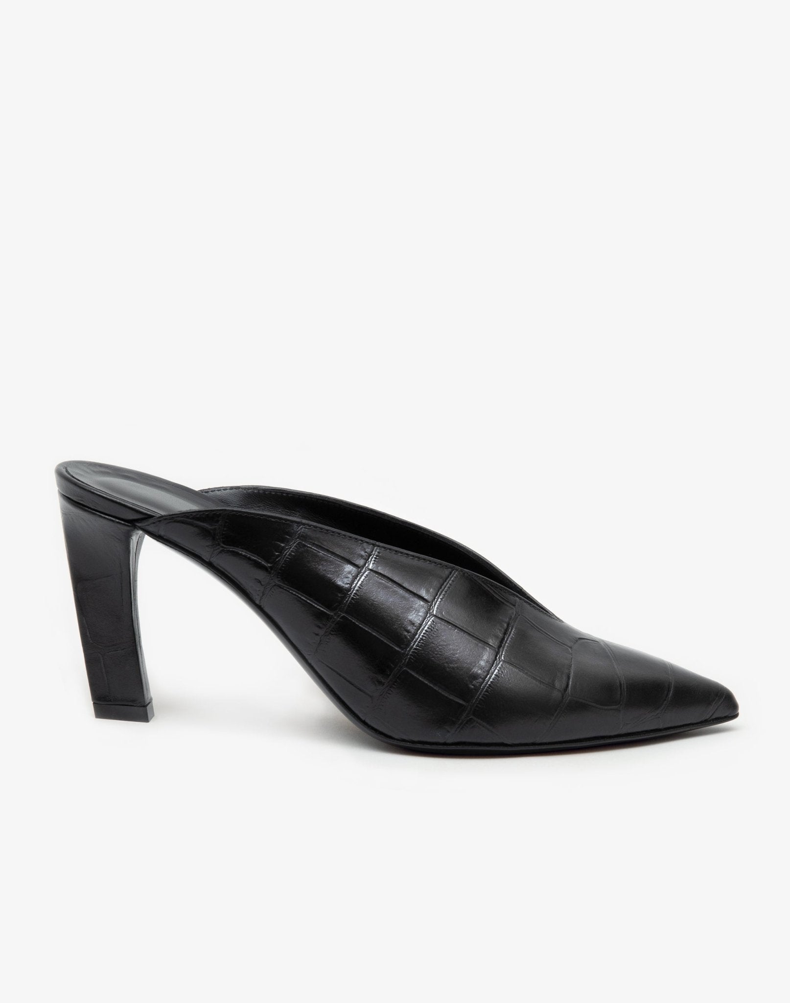 Blixa Black Alligatore Mule - En Talons