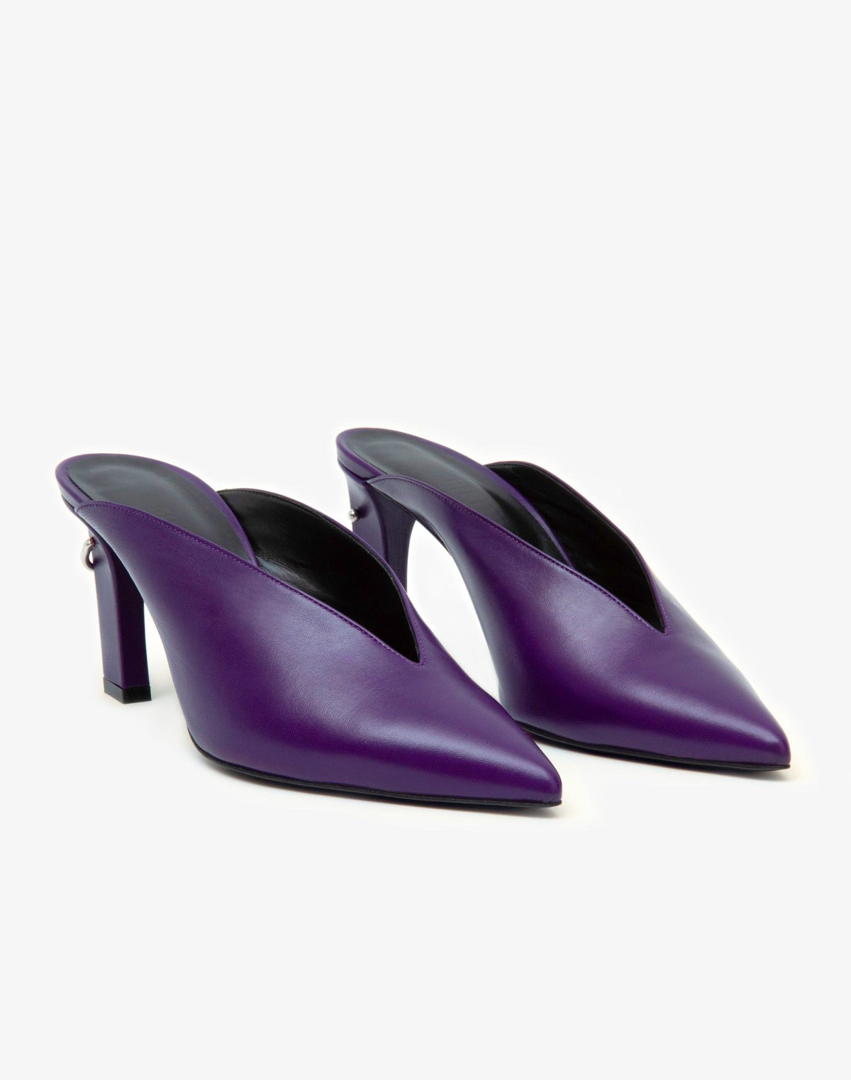 Blixa Purple Mule With Mismatched Pierced Heels - En Talons