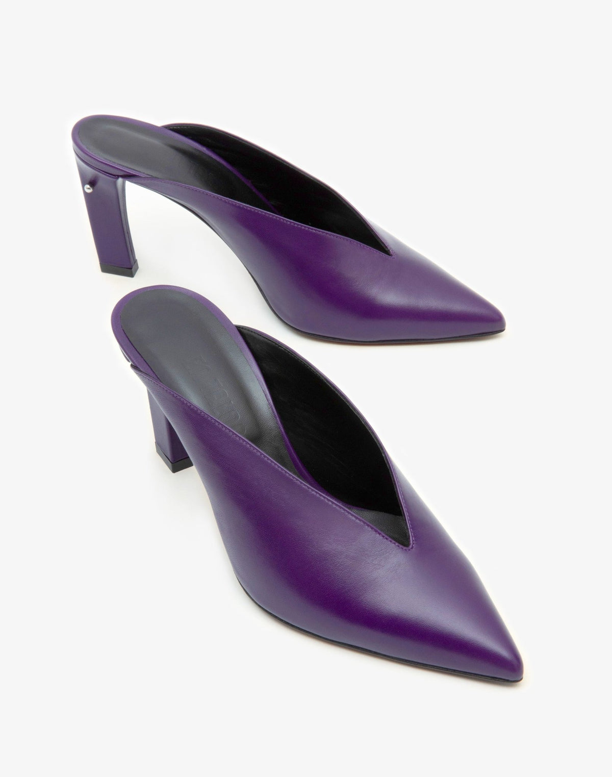 Blixa Purple Mule With Mismatched Pierced Heels - En Talons