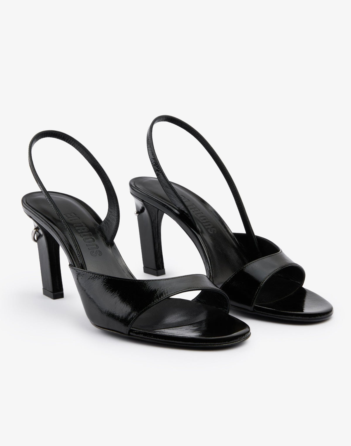 Blondy Sandal in Black Glazed Leather - En Talons