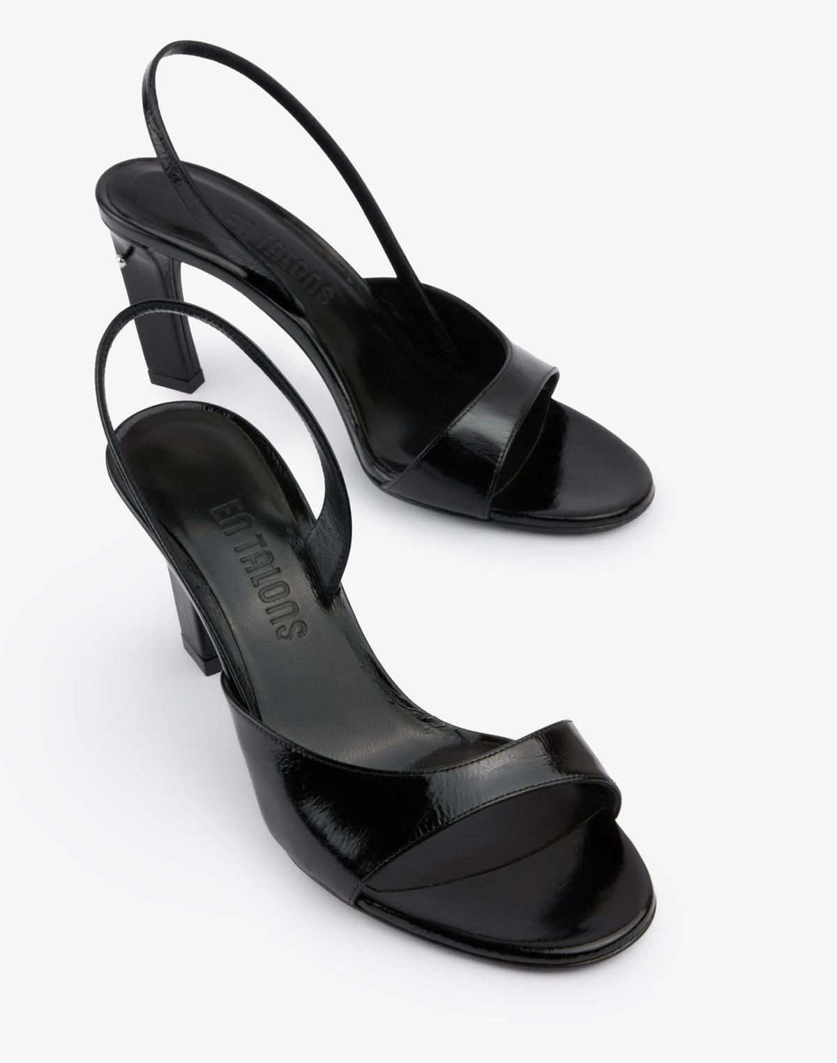 Blondy Sandal in Black Glazed Leather - En Talons